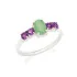 Ring with aventurine and amethyst, in rhodium-plated silver 925