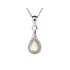 Drop pendant with opal and zirconium oxide, in rhodium-plated silver 925