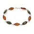 Bracelet with multi-colored amber navette, in 925 rhodium silver, length 18 cm