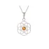 Flower of life pendant with cognac amber, in 925 rhodium silver, height 2+1 cm