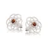 Flower of life earrings with natural cognac amber, in 925 rhodium silver