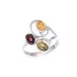 Ring with natural cognac amber from the Baltic Sea oval, in rhodium-plated silver 925