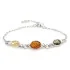 Bracelet with oval multi-colored amber, in 925 rhodium silver, length 16+3 cm