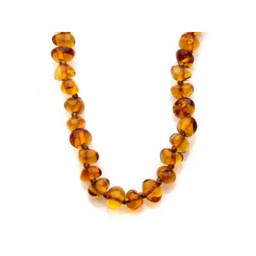 Necklace with natural cognac amber from the Baltic Sea, length 45 cm