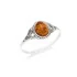 Ring with oval Baltic Sea cognac amber, in 925 antique silver