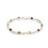 Bracelet with round multi-colored amber, in 925 rhodium silver, length 17 cm