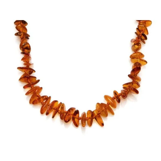 Children's necklace with cognac amber chips, screw clasp, length 32 - 33 cm