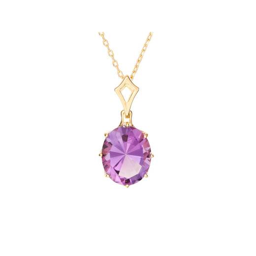 Pendant with natural purple amethyst, in 750 gold