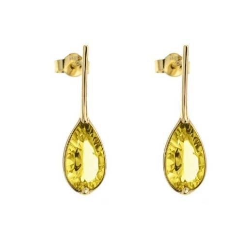 Earrings with natural yellow quartz, in 750 gold