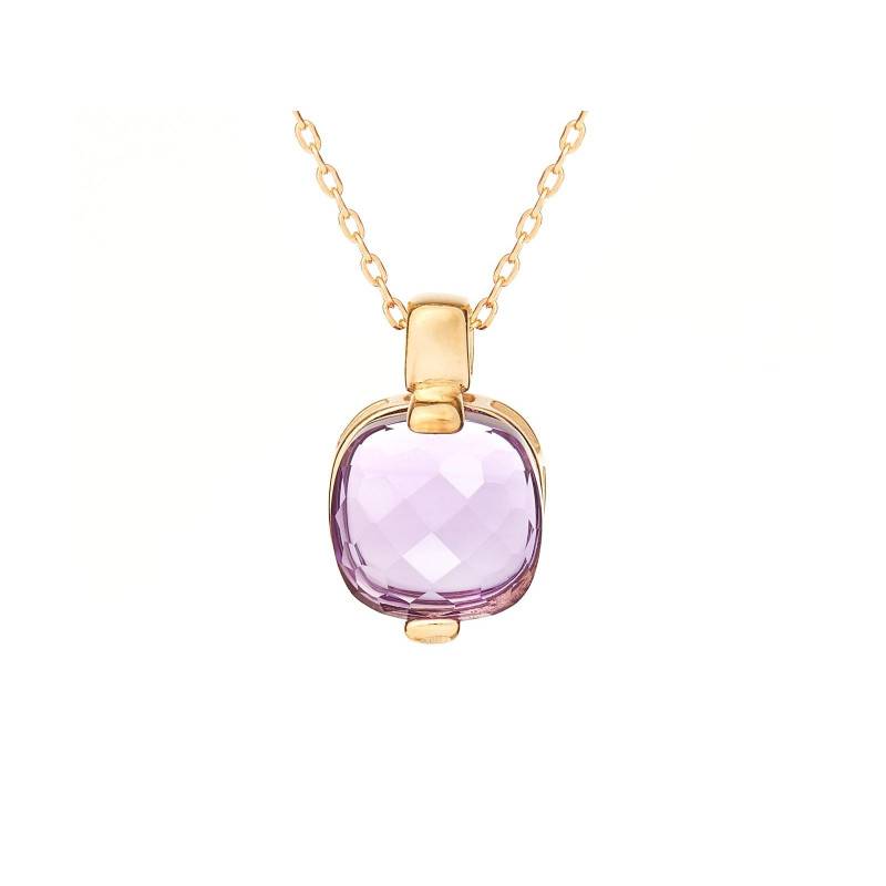 Pendant with natural purple amethyst, in 750 gold