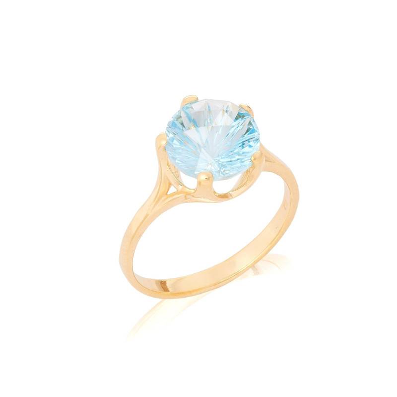 Ring with natural blue topaz, in 750 gold