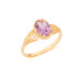 Ring with natural purple amethyst, in 750 gold