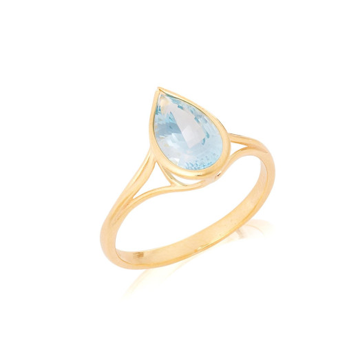 Ring with natural blue topaz, in 750 gold