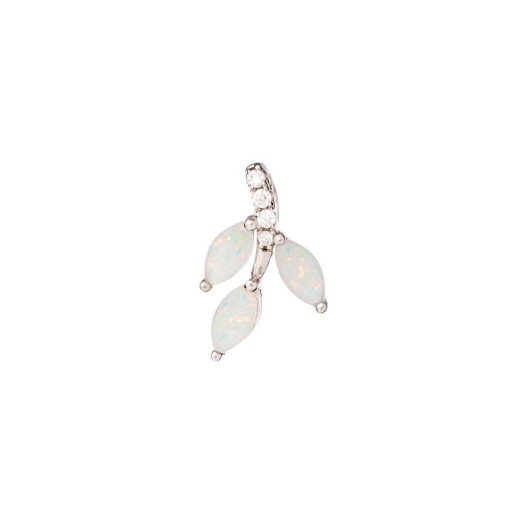 Pendant with opal and zirconium oxide, in rhodium-plated silver 925, height 1.5 cm