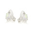 Earrings with natural oval white opal, in 925 rhodium silver