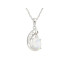 Pendant with oval white opal, in 925 rhodium silver, height 1.5+0.6 cm