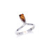 Ring with natural cognac amber from the Baltic Sea, in rhodium-plated silver 925