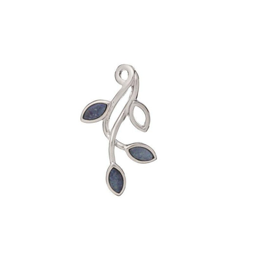 Pendant with blue opal doublet from Australia navette, in rhodium-plated silver 925