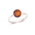 Ring with natural cognac amber from the Baltic Sea round, in rhodium-plated silver 925