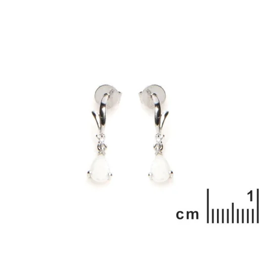 Drop earrings with opal and zirconium oxide, 925 rhodium silver