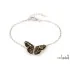 Butterfly bracelet with multi-colored amber, in 925 rhodium silver, length 16+3 cm