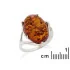 Ring with natural cognac amber from the Baltic Sea, in rhodium-plated silver 925