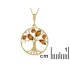 Tree of life pendant with cognac amber, in 925 gold plated silver, diameter 2.5+1 cm