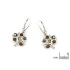 Tree of life earrings with multi-colored amber, in 925 rhodium silver