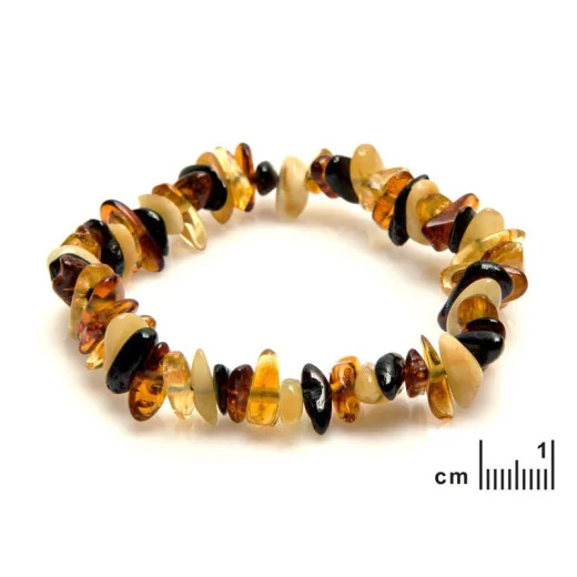 Bracelet with natural multi-colored Baltic Sea amber chips, length 19 cm