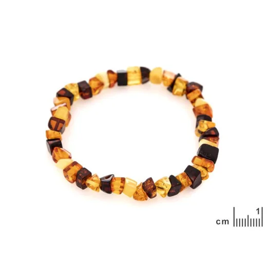 Bracelet with natural multi-colored amber from the Baltic Sea, length 19 cm