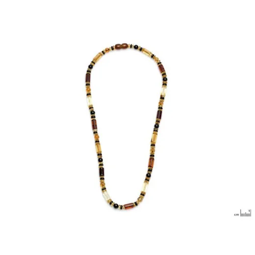 Necklace with cylindrical multi-colored amber, length 48 cm