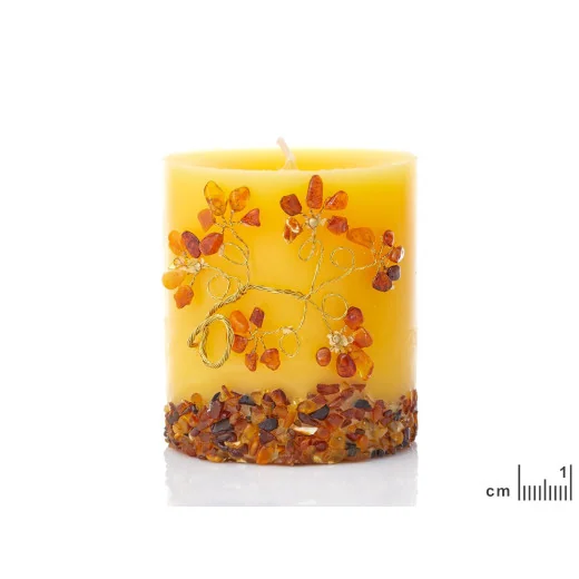 Candle with amber, 9x8 cm