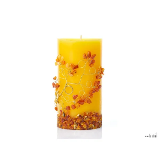 Candle with amber, 15.5x8 cm