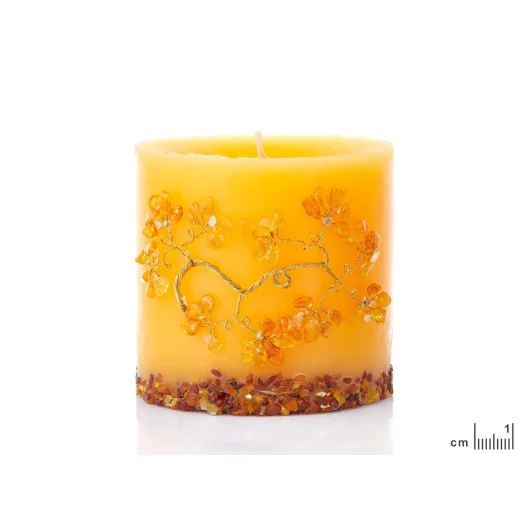 Candle with amber, 12.5x11.5 cm