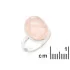 Ring with natural rose quartz, in 925 rhodium silver