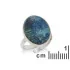 Ring with natural blue shattuckite, in rhodium silver 925