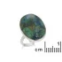 Ring with natural blue shattuckite, in rhodium silver 925