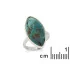 Ring with natural blue shattuckite, in rhodium silver 925