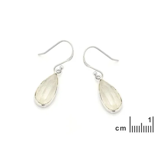 Earrings with natural white moonstone, in rhodium-plated silver 925