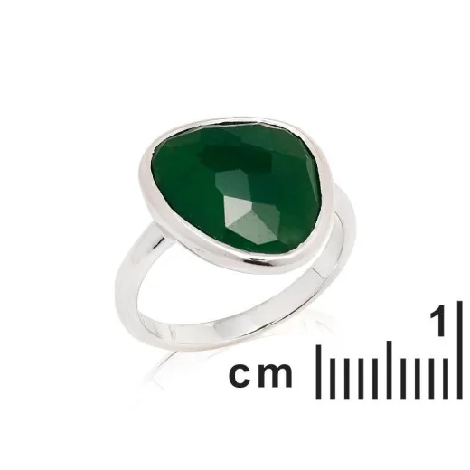 Ring with natural green aventurine, in 925 rhodium silver