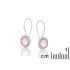 Earrings with round natural rose quartz, in 925 rhodium silver