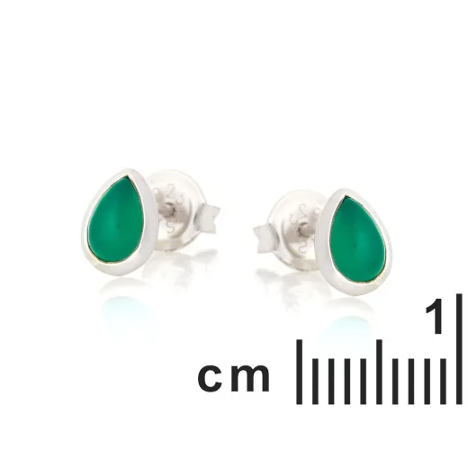 Earrings with natural green onyx, in 925 rhodium silver