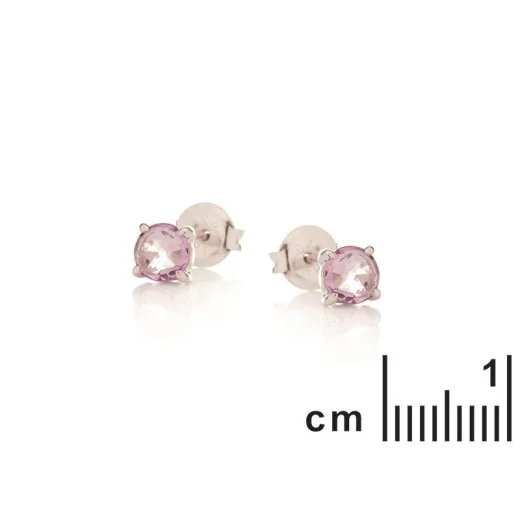 Earrings with natural purple amethyst, in rhodium silver 925