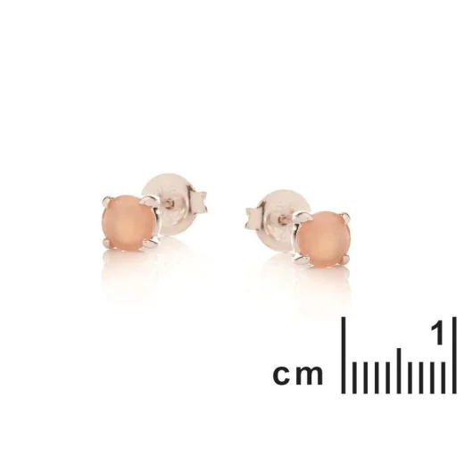 Earrings with natural pink moonstone, in 925 rhodium silver