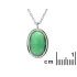 Necklace with natural oval green onyx, in 925 rhodium silver, length 42 + 3 cm