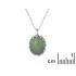 Necklace with oval green aventurine, in 925 rhodium silver, length 42 + 3 cm