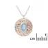 Necklace with blue chalcedony, in 925 rhodium silver, length 42 + 3 cm