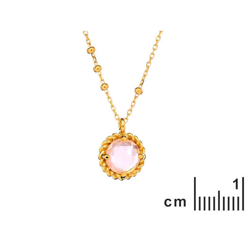 Collana cerchio in quarzo rosa verde tondo, argento dorato 925, 40 + 3 cm — foto 2