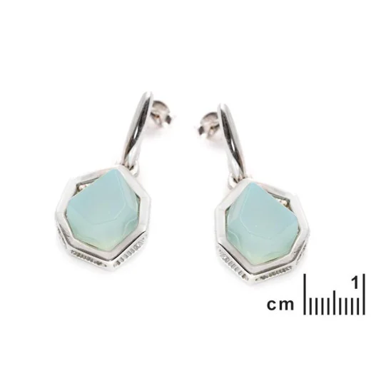 Natural Aqua Dyed Agate Dangle Earrings, 925 Silver