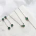 Round necklace with natural tinted green agate, 925 silver, length 40+5cm